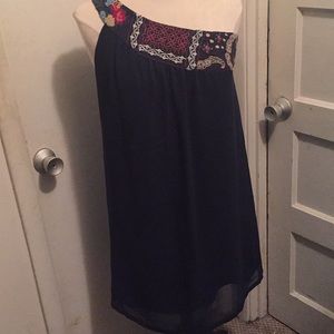 One shoulder Navy Blue Dress